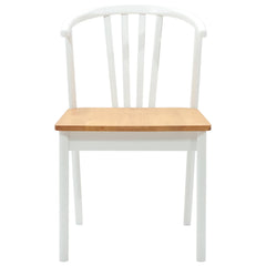 vidaXL Dining Chair 2 pcs Solid Rubberwood White and natural 5
