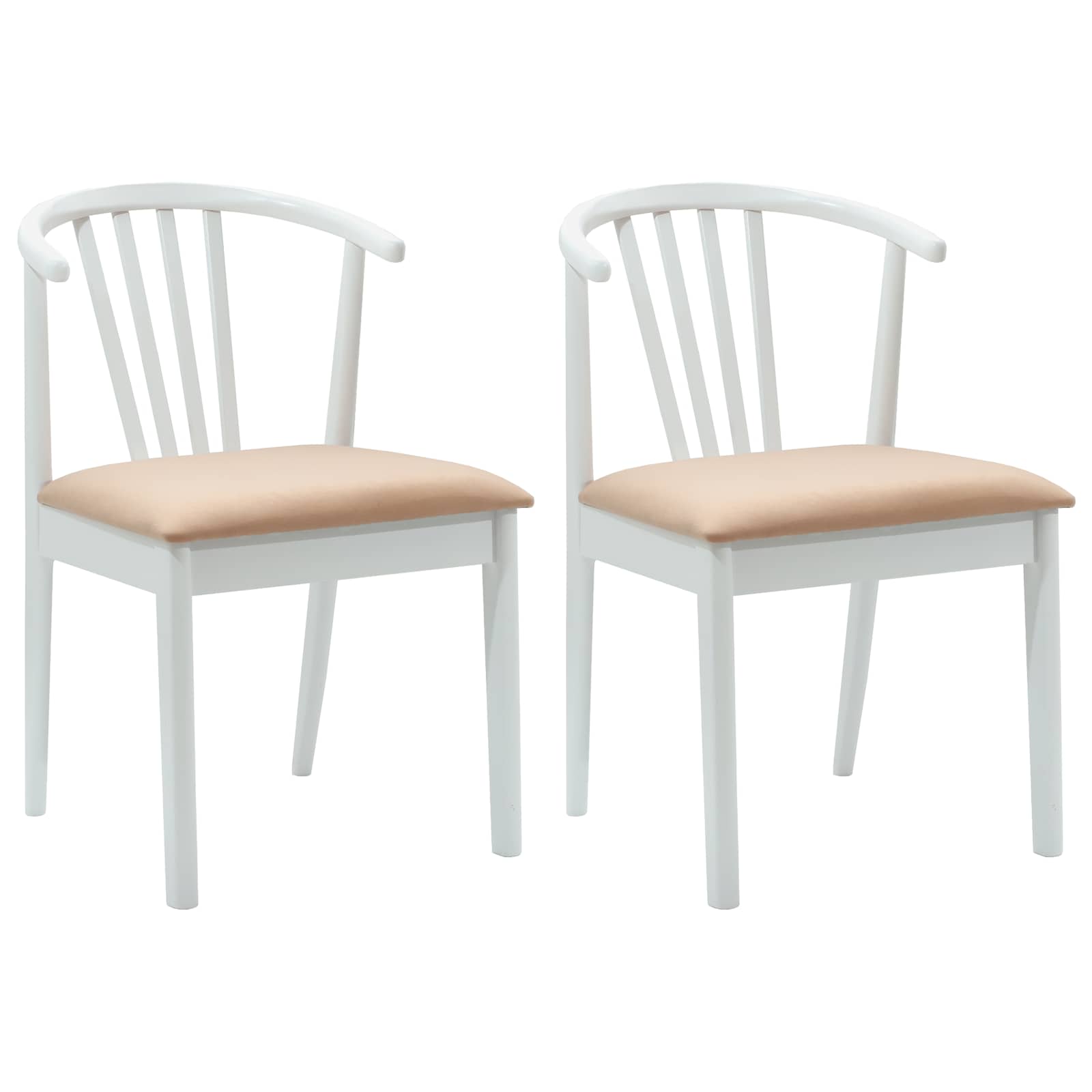 vidaXL Dining Chair 2 pcs Solid Rubberwood White and Brown 2