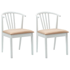 vidaXL Dining Chair 2 pcs Solid Rubberwood White and Brown 2