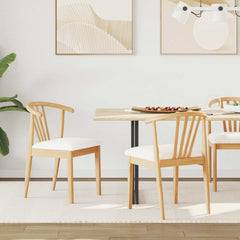 vidaXL Dining Chair 2 pcs Solid Rubberwood Natural and White 1