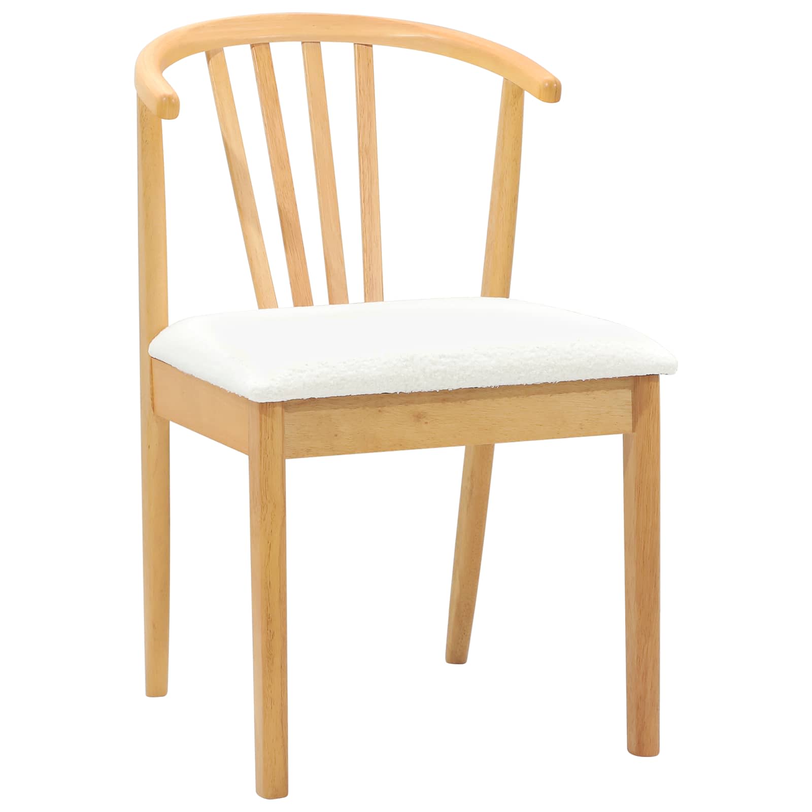 vidaXL Dining Chair 2 pcs Solid Rubberwood Natural and White 4