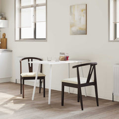 vidaXL Dining Chair 2 pcs Solid Rubber Wood Light Brown and Light 3