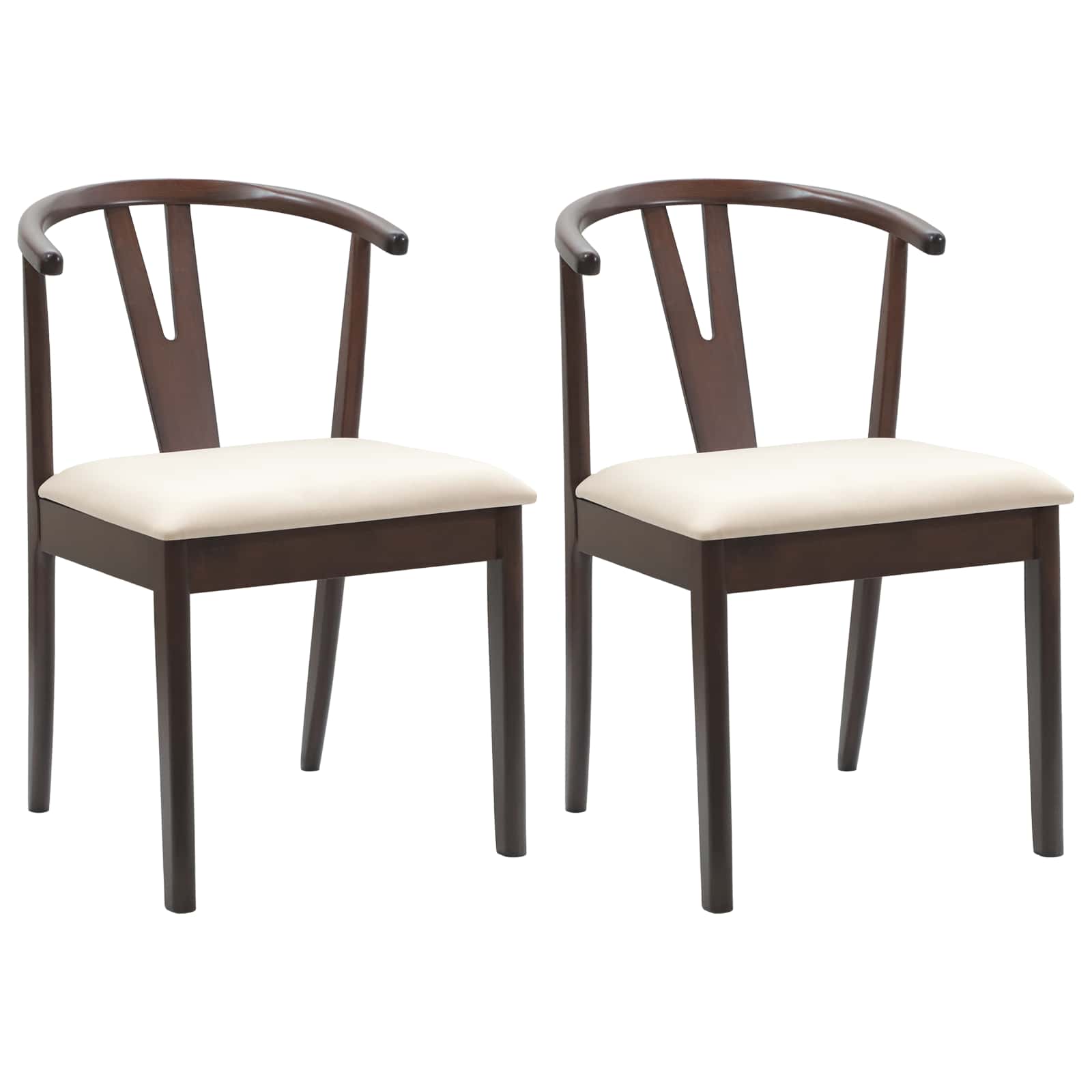 vidaXL Dining Chair 2 pcs Solid Rubber Wood Light Brown and Light 2