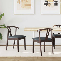 vidaXL Dining Chair 2 pcs Solid Rubber Wood Light Brown and Black 1