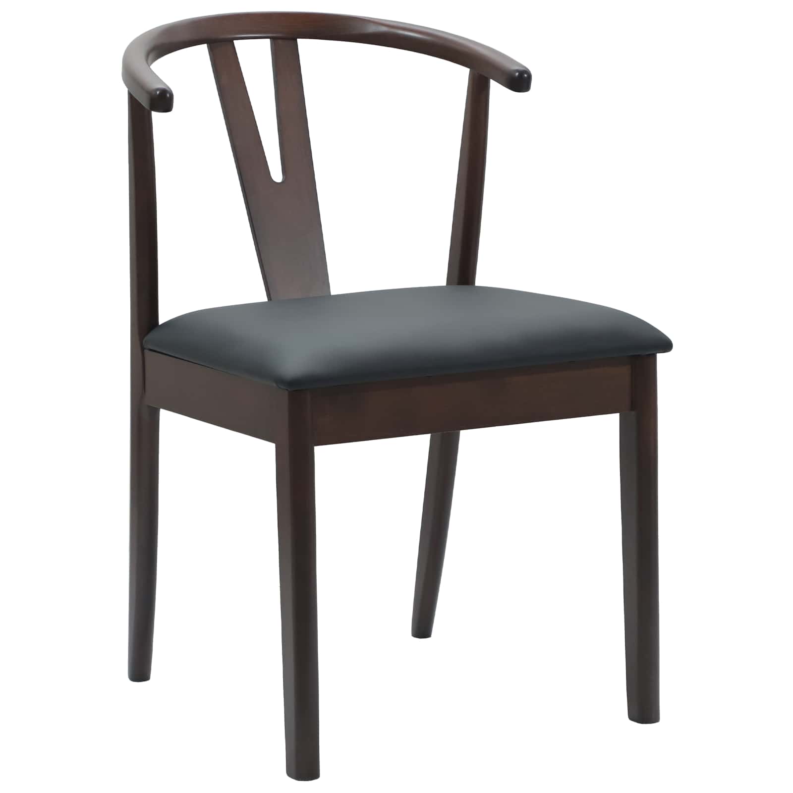 vidaXL Dining Chair 2 pcs Solid Rubber Wood Light Brown and Black 4