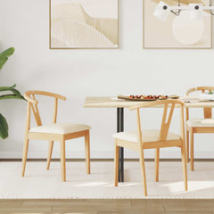 vidaXL Dining Chair 2 pcs Solid Rubber Wood Natural and Light 1