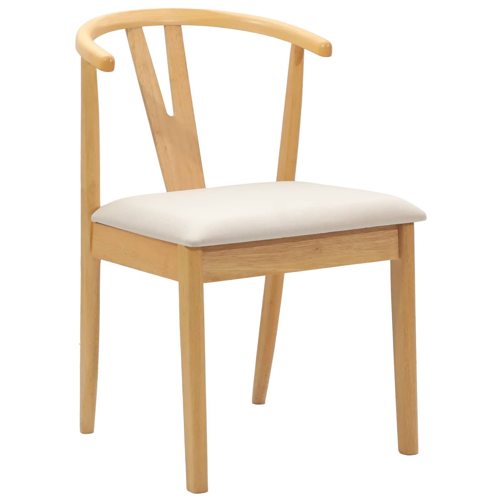 vidaXL Dining Chair 2 pcs Solid Rubber Wood Natural and Light 4