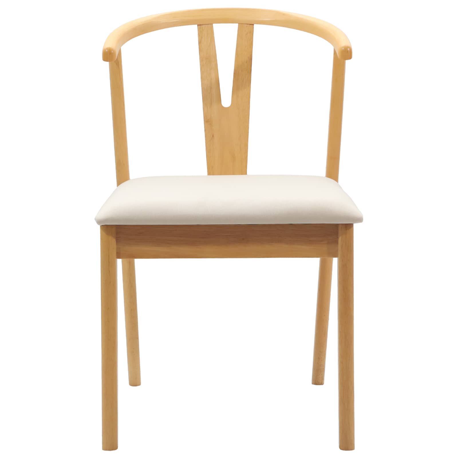 vidaXL Dining Chair 2 pcs Solid Rubber Wood Natural and Light 5