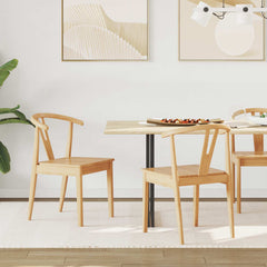 vidaXL Dining Chair 2 pcs Solid Rubber Wood Natural 1