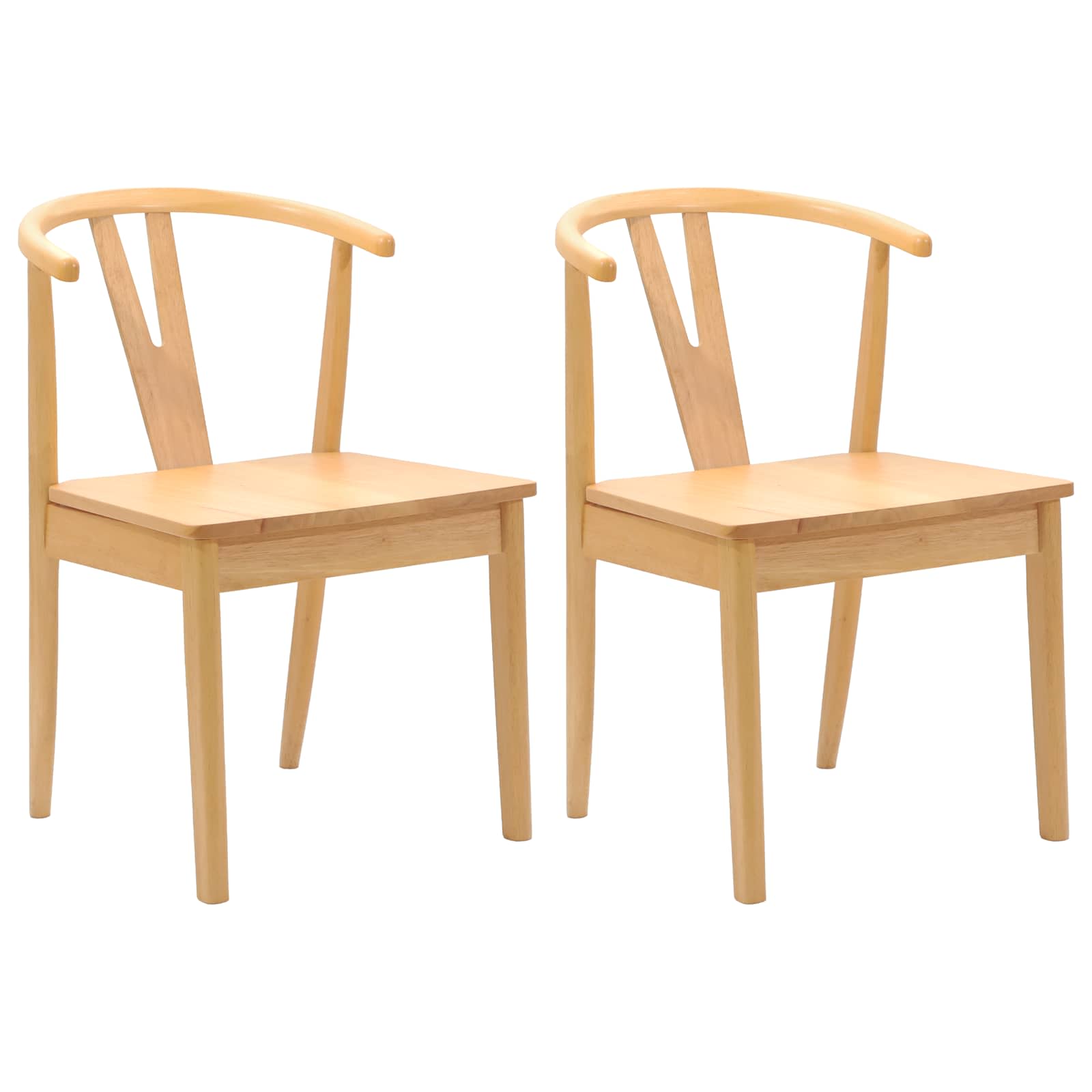 vidaXL Dining Chair 2 pcs Solid Rubber Wood Natural 2