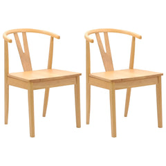 vidaXL Dining Chair 2 pcs Solid Rubber Wood Natural 2