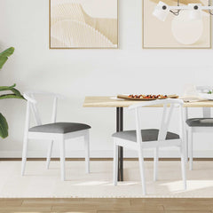 vidaXL Dining Chair 2 pcs Solid Rubber Wood White and Grey 1