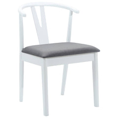 vidaXL Dining Chair 2 pcs Solid Rubber Wood White and Grey 4