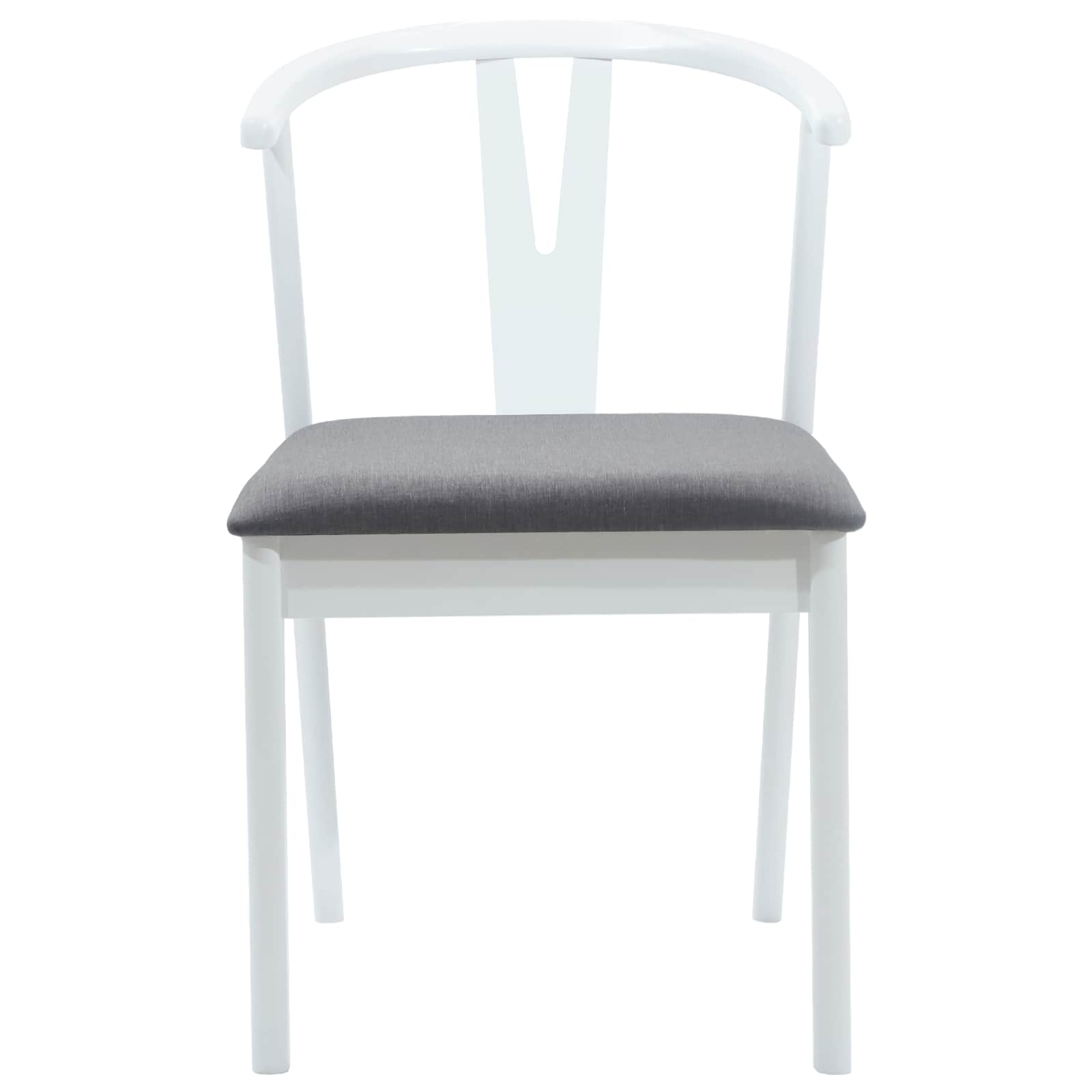 vidaXL Dining Chair 2 pcs Solid Rubber Wood White and Grey 5