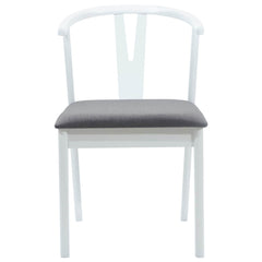 vidaXL Dining Chair 2 pcs Solid Rubber Wood White and Grey 5