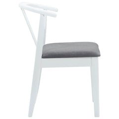 vidaXL Dining Chair 2 pcs Solid Rubber Wood White and Grey 6