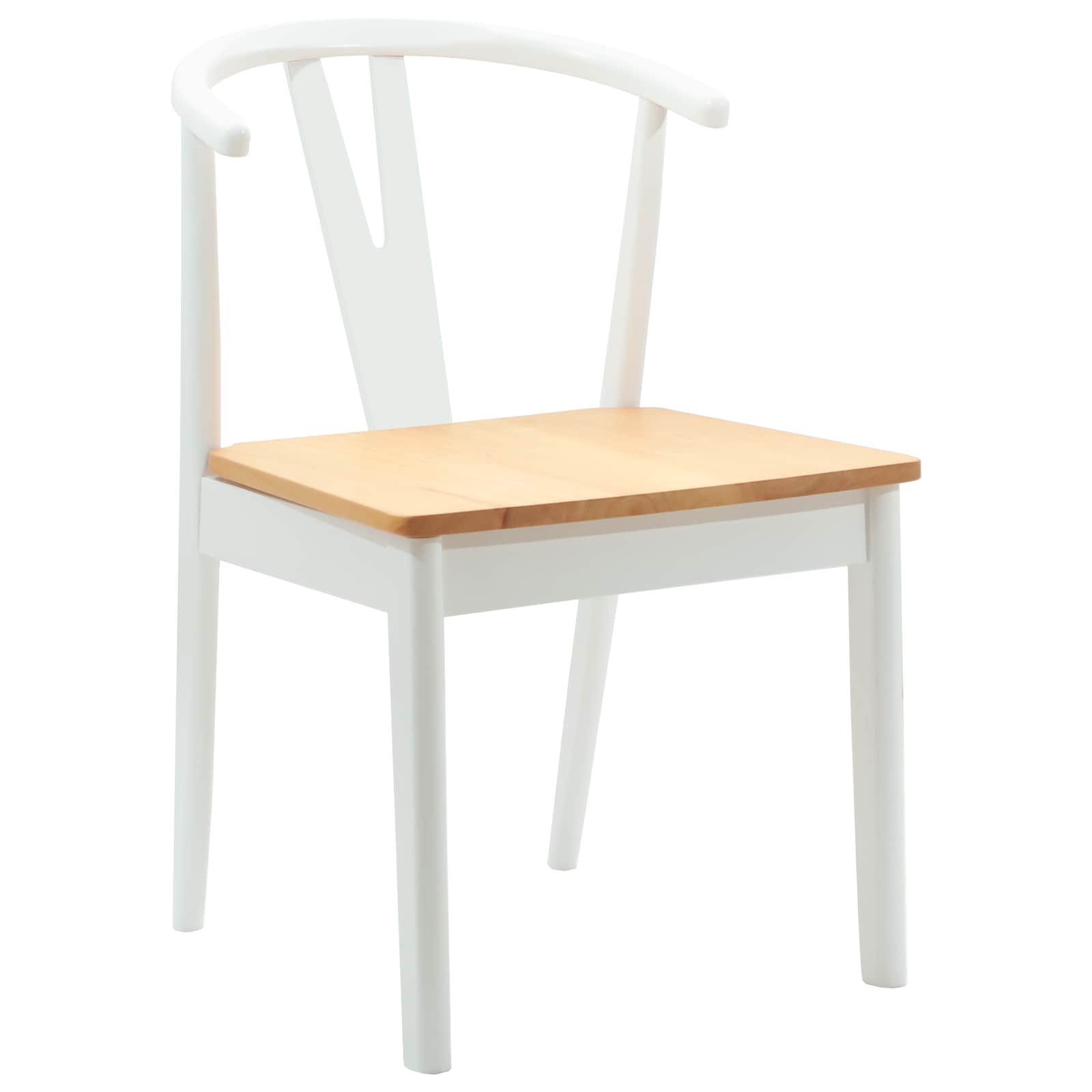 vidaXL Dining Chair 2 pcs Solid Rubber Wood White and Natural 4