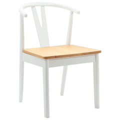 vidaXL Dining Chair 2 pcs Solid Rubber Wood White and Natural 4