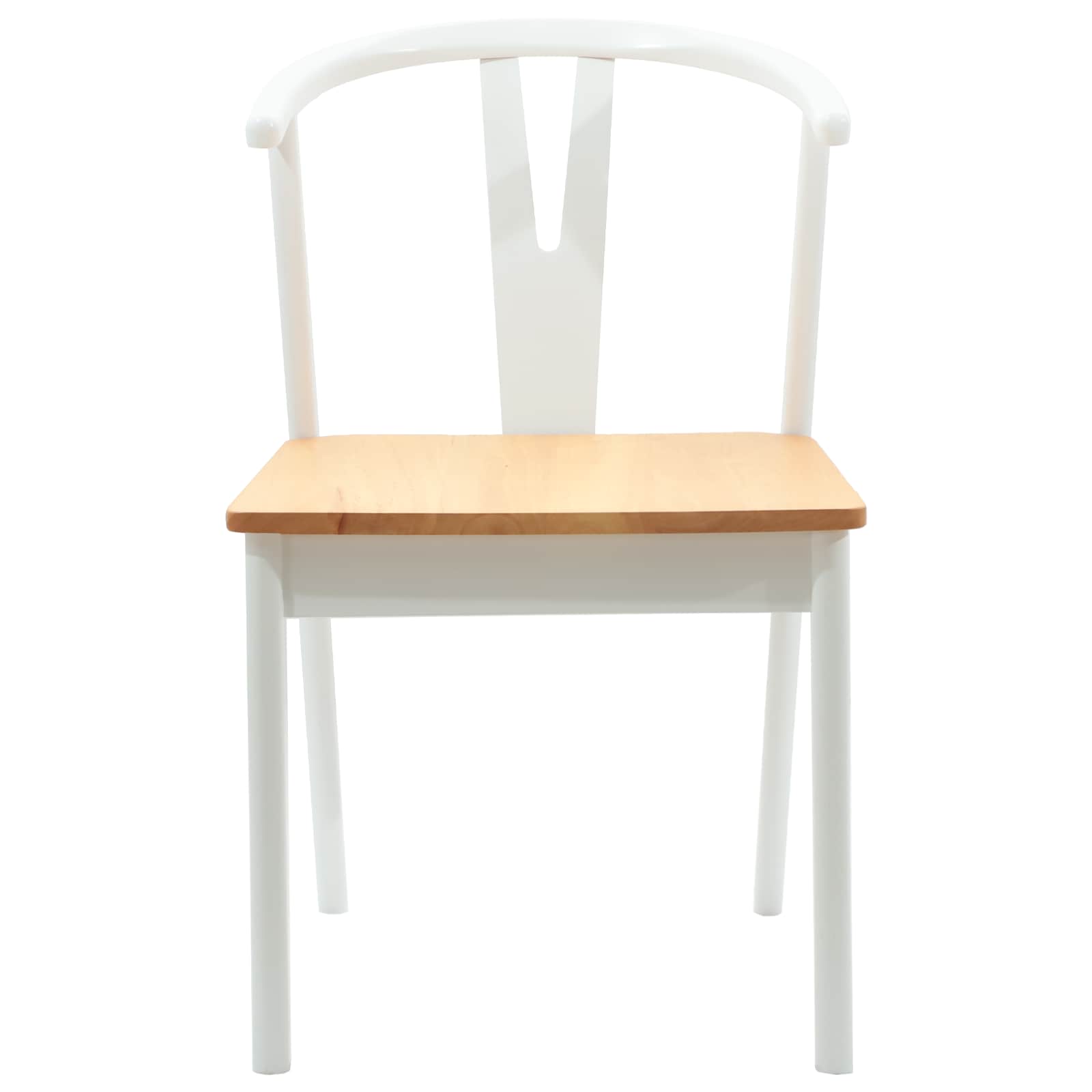 vidaXL Dining Chair 2 pcs Solid Rubber Wood White and Natural 5