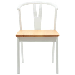 vidaXL Dining Chair 2 pcs Solid Rubber Wood White and Natural 5