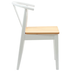 vidaXL Dining Chair 2 pcs Solid Rubber Wood White and Natural 6