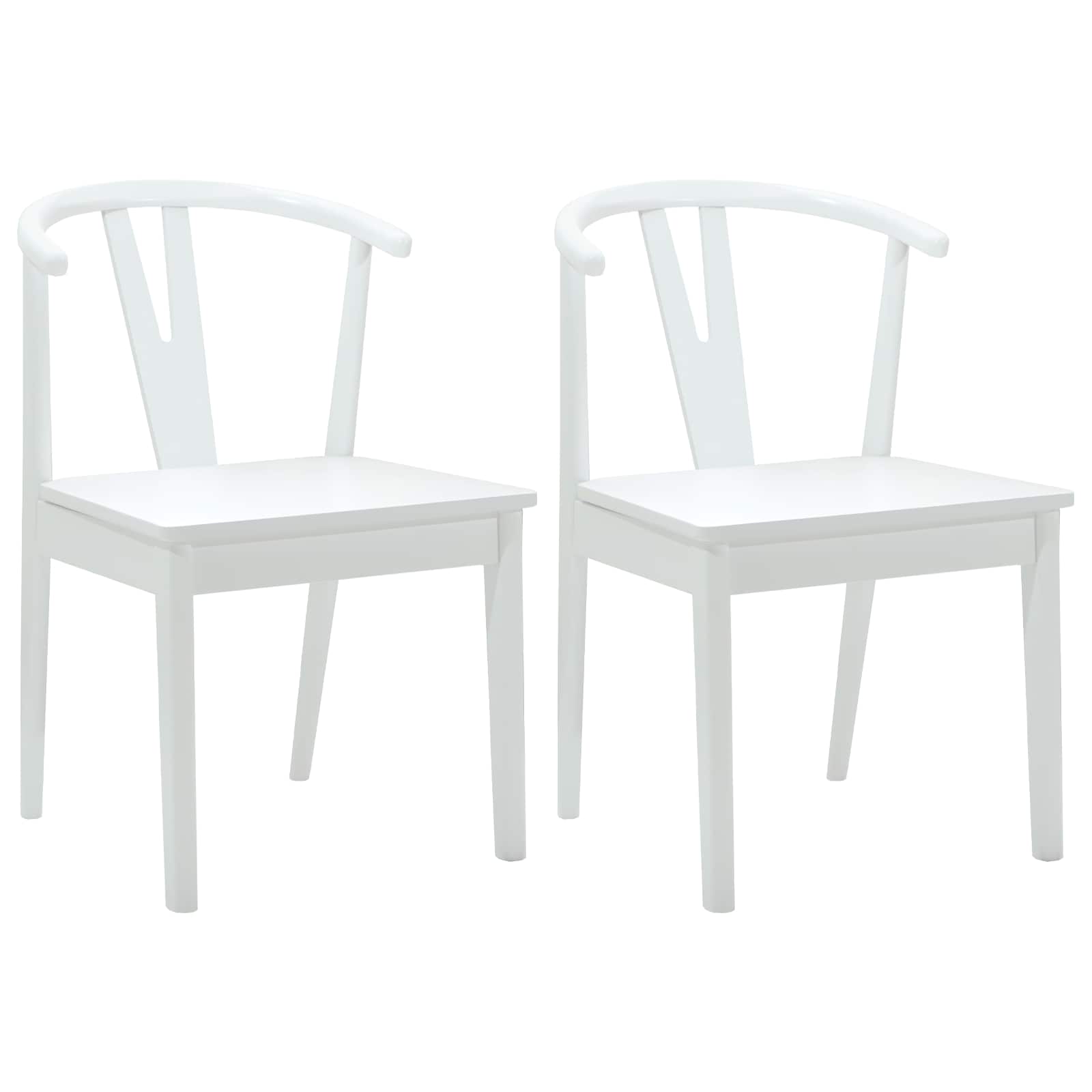 vidaXL Dining Chair 2 pcs Solid Rubber Wood White and White 2