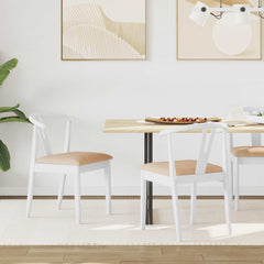 vidaXL Dining Chair 2 pcs Solid Rubber Wood White and Brown 1