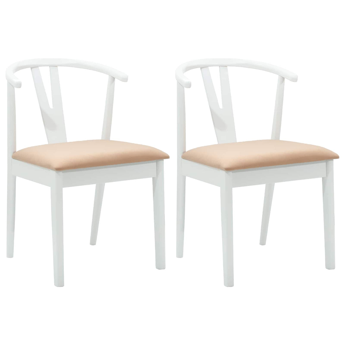 Dining Chair 2 pcs Solid Rubber Wood White and brown