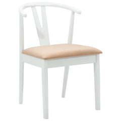 vidaXL Dining Chair 2 pcs Solid Rubber Wood White and Brown 4