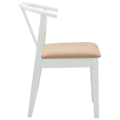 vidaXL Dining Chair 2 pcs Solid Rubber Wood White and Brown 6