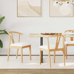 vidaXL Dining Chair 2 pcs Solid Rubber Wood Natural and Light 1