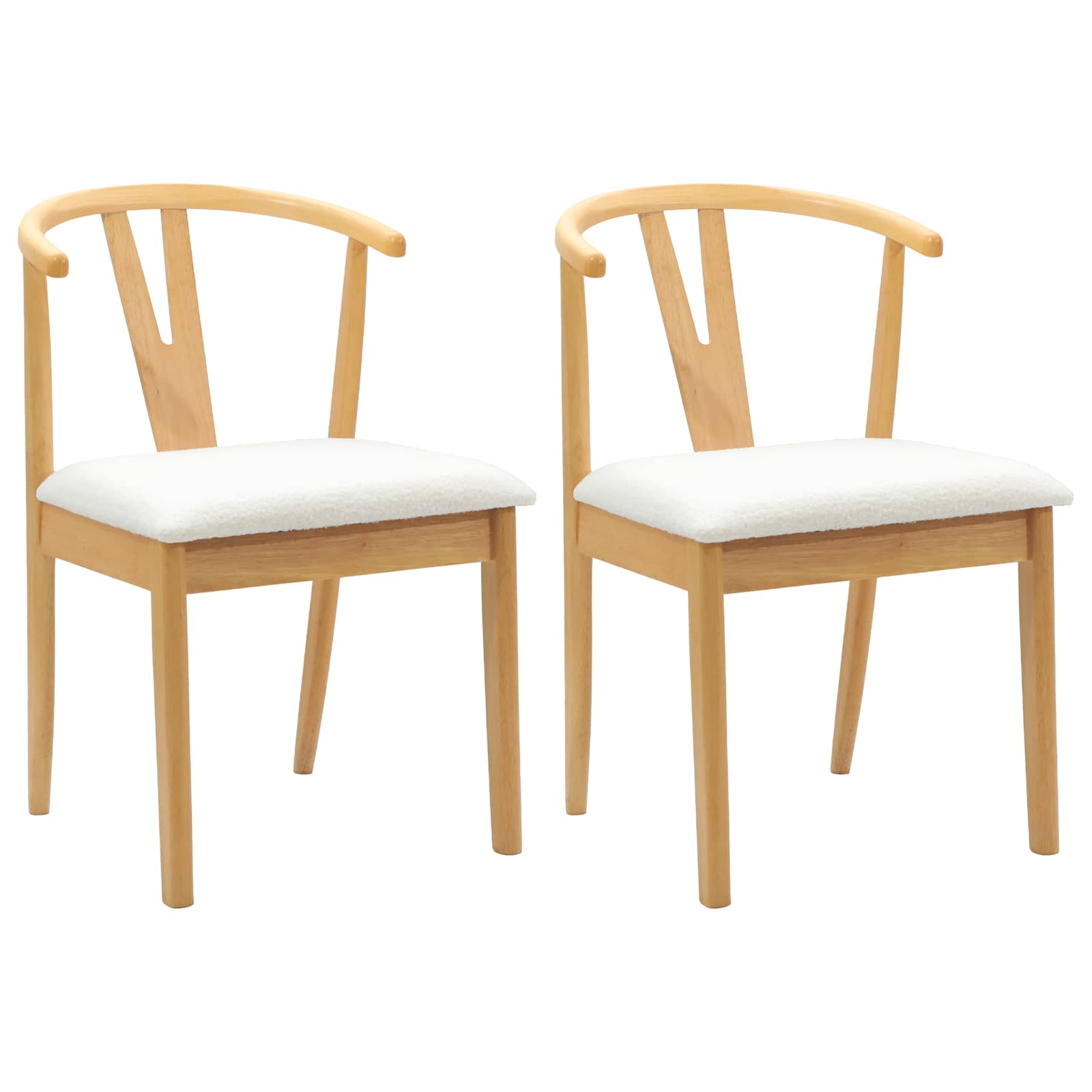 vidaXL Dining Chair 2 pcs Solid Rubber Wood Natural and Light 2