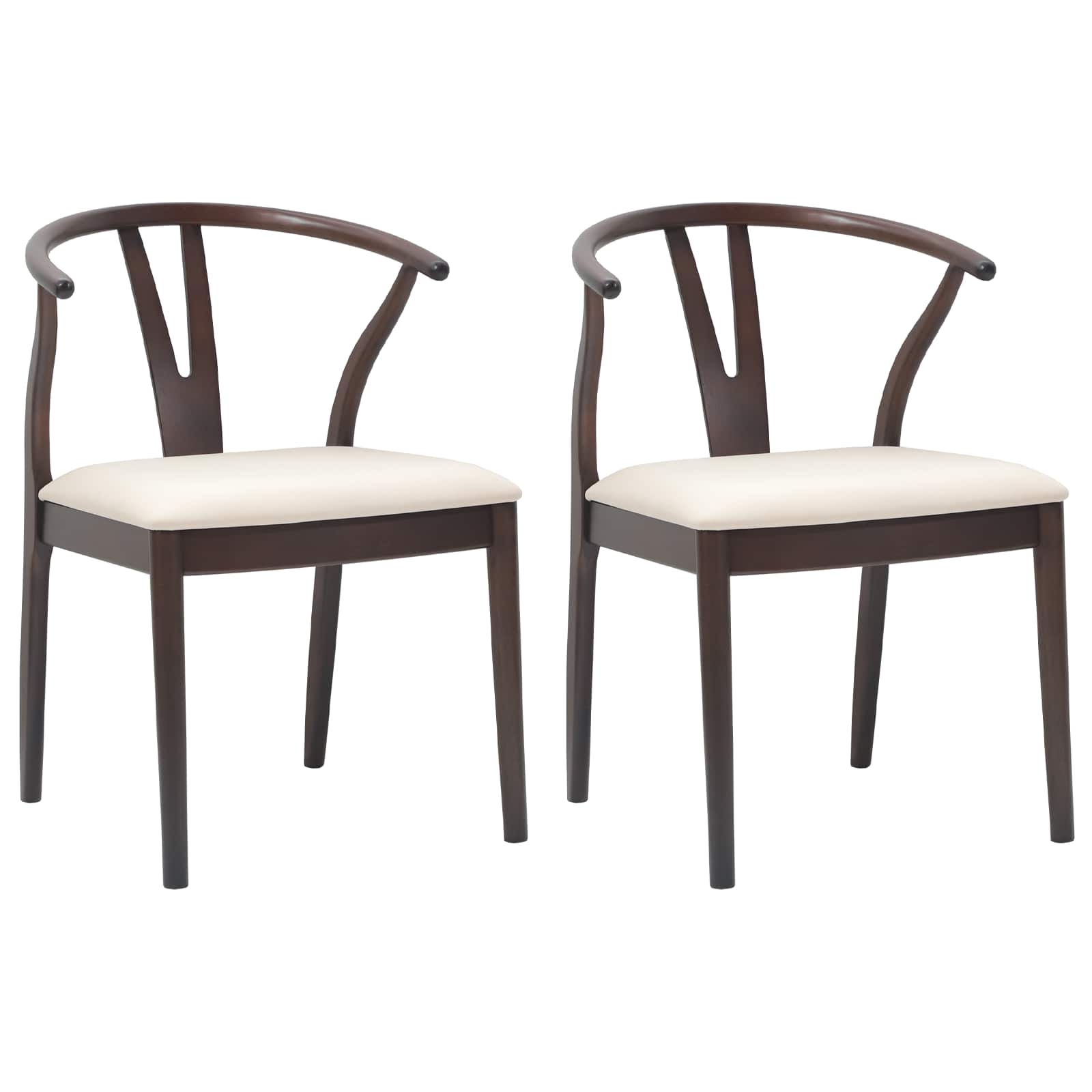 vidaXL Dining Chair 2 pcs Solid Rubber Wood Light Brown and Light 2