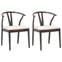 vidaXL Dining Chair 2 pcs Solid Rubber Wood Light Brown and Light 2