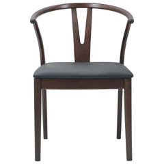 vidaXL Dining Chair 2 pcs Solid Rubber Wood Light Brown and Black 5
