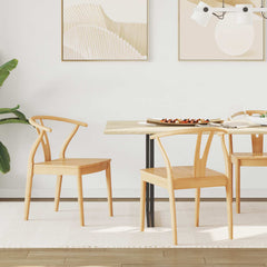 vidaXL Dining Chair 2 pcs Solid Rubber Wood Natural 54.5 x 58 x 77 cm 1