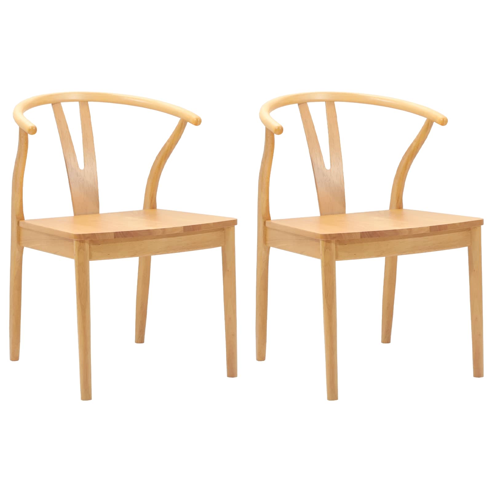 vidaXL Dining Chair 2 pcs Solid Rubber Wood Natural 54.5 x 58 x 77 cm 2