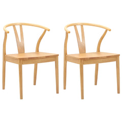 vidaXL Dining Chair 2 pcs Solid Rubber Wood Natural 54.5 x 58 x 77 cm 2