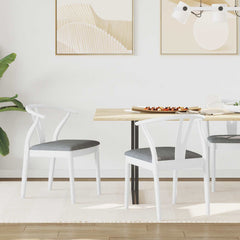 vidaXL Dining Chair 2 pcs Solid Rubber Wood White and Grey 1