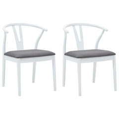 vidaXL Dining Chair 2 pcs Solid Rubber Wood White and Grey 2