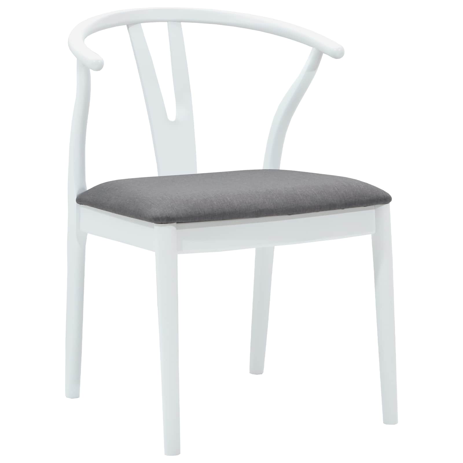 vidaXL Dining Chair 2 pcs Solid Rubber Wood White and Grey 4
