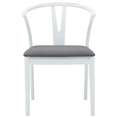 vidaXL Dining Chair 2 pcs Solid Rubber Wood White and Grey 5