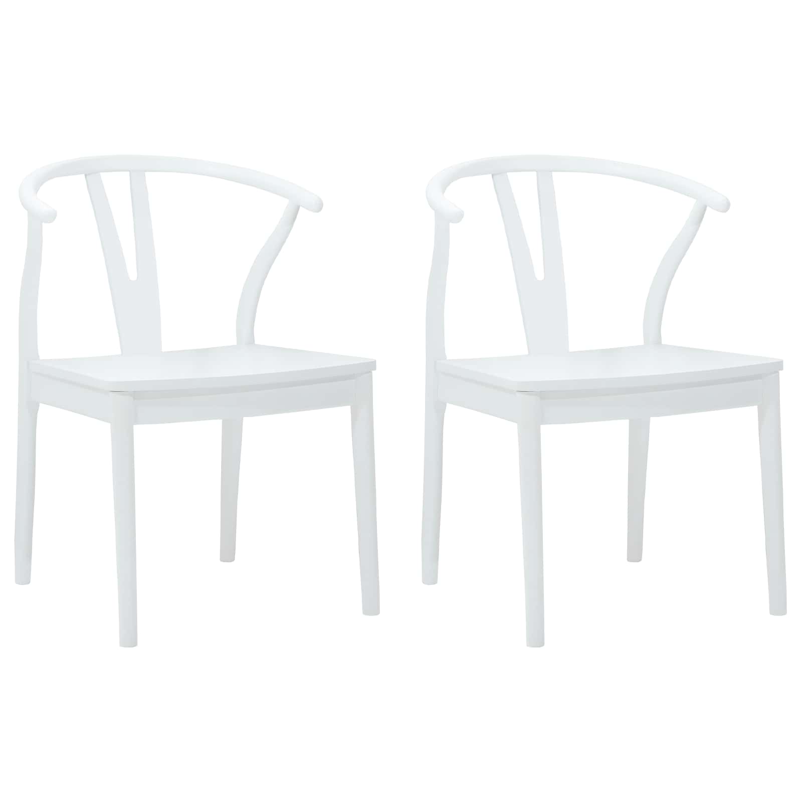 vidaXL Dining Chair 2 pcs Solid Rubber Wood White and White 2
