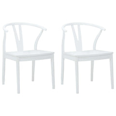 vidaXL Dining Chair 2 pcs Solid Rubber Wood White and White 2