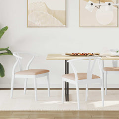 vidaXL Dining Chair 2 pcs Solid Rubber Wood White and Brown 1