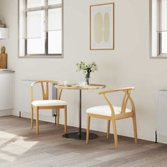 vidaXL Dining Chair 2 pcs Solid Rubber Wood Natural and Light 3