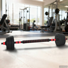 vidaXL 2-in-1 Dumbbell Barbell Set 20 kg Black and Red 1