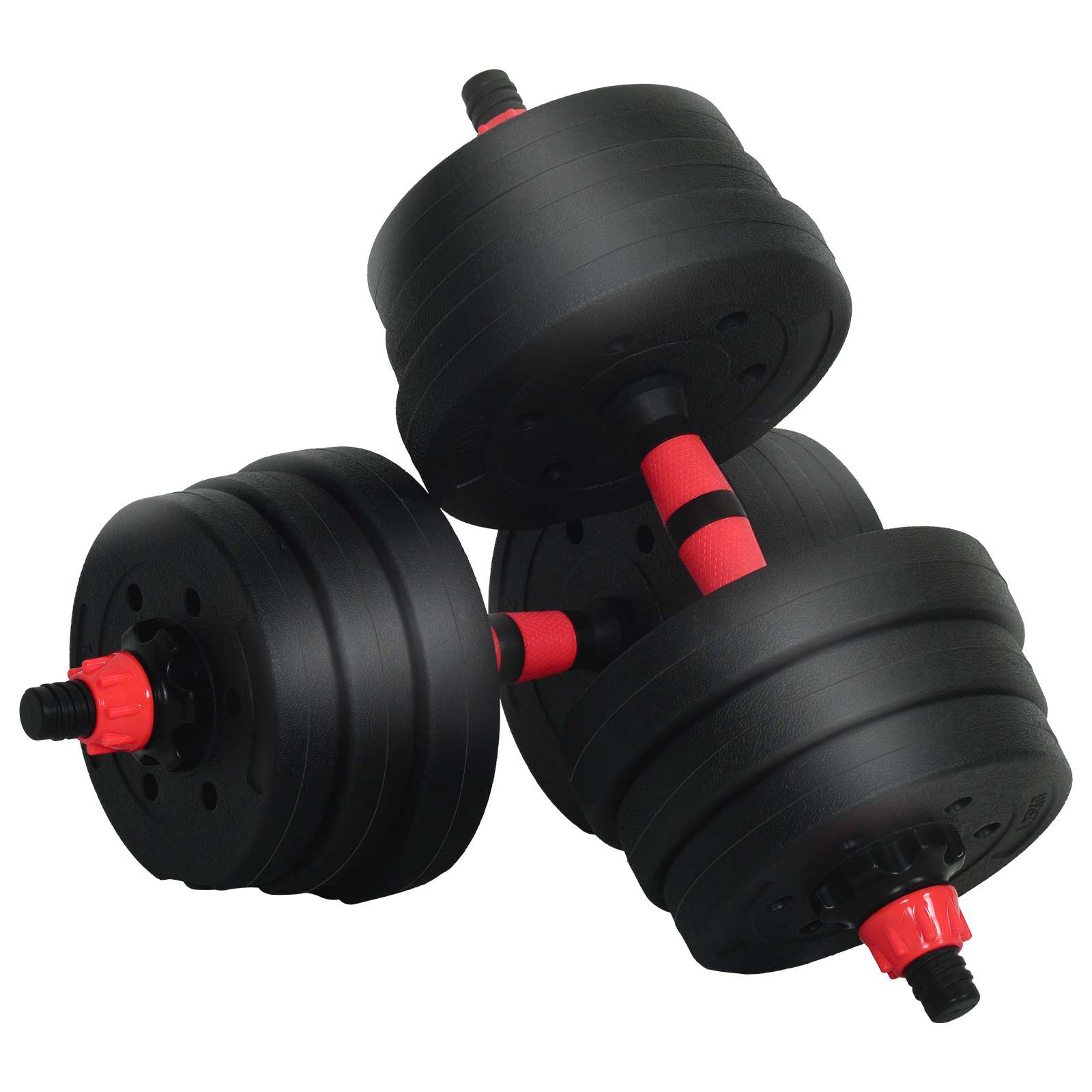 vidaXL 2-in-1 Dumbbell Barbell Set 20 kg Black and Red 4