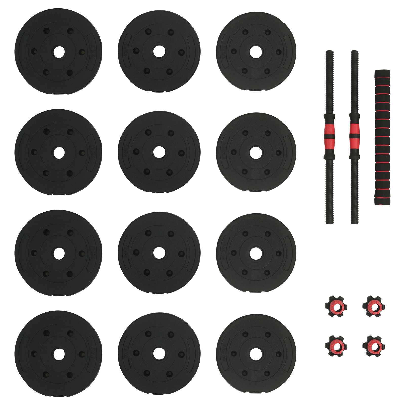 vidaXL 2-in-1 Dumbbell Barbell Set 20 kg Black and Red 5