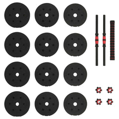 vidaXL 2-in-1 Dumbbell Barbell Set 20 kg Black and Red 5